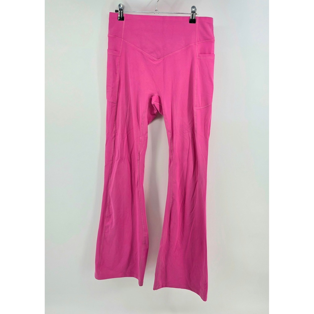Halara Barbiecore Pink Flare Leggings Size L Women High Waist Scrunch Butt Yoga - Picture 2 of 7
